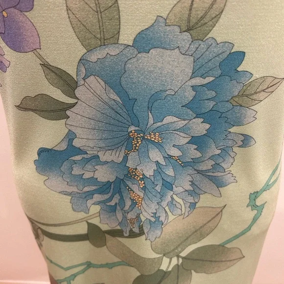 Vintage Leonard Paris Light Green Floral Sleeveless Dress Sz S - Picture 3 of 10